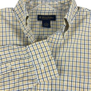 Mens Brooks Brothers Non-Iron 100% Cotton Plaid‎ Ling Sleeve Dress Shirt Md 0032